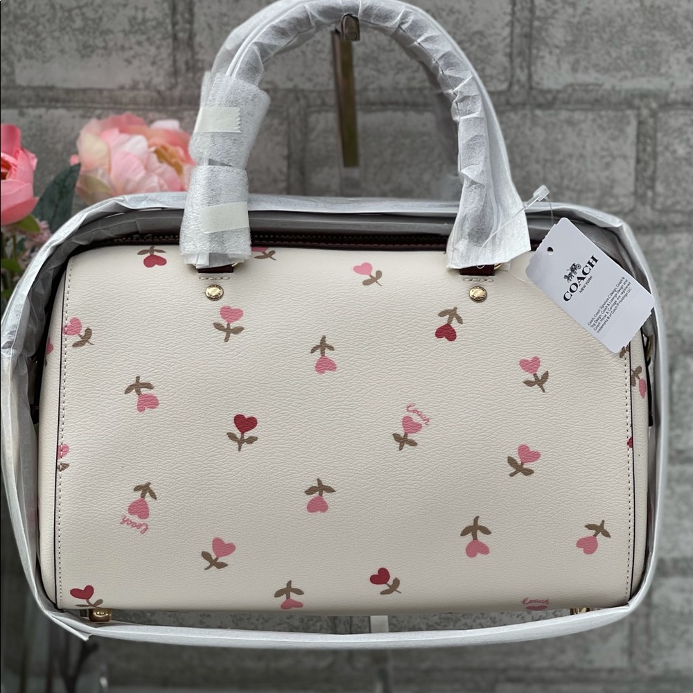 Coach Rowan Satchel in Heart Floral Print - Picture 7 of 12